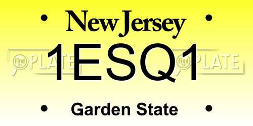 1ESQ1 New Jersey License Plate