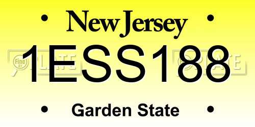 1ESS188 New Jersey License Plate