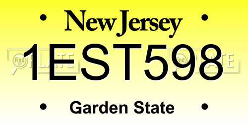 1EST598 New Jersey License Plate