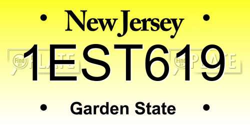 1EST619 New Jersey License Plate