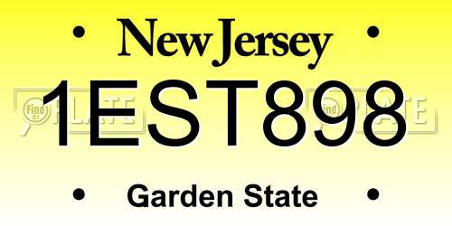 1EST898 New Jersey License Plate