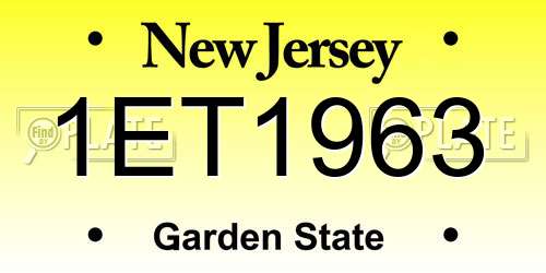 1ET1963 New Jersey License Plate