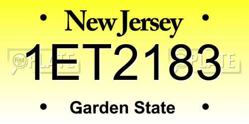 1ET2183 New Jersey License Plate