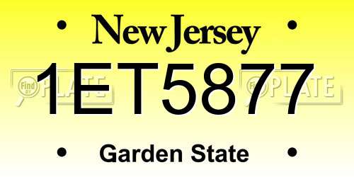 1ET5877 New Jersey License Plate
