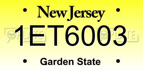 1ET6003 New Jersey License Plate