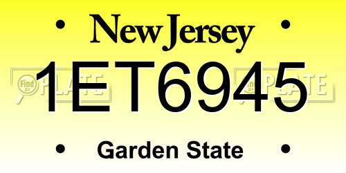 1ET6945 New Jersey License Plate