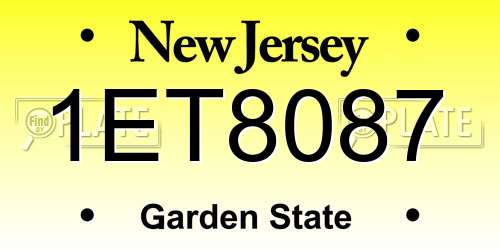 1ET8087 New Jersey License Plate