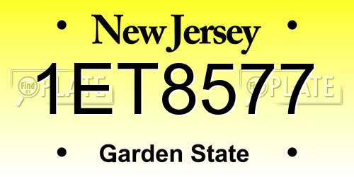 1ET8577 New Jersey License Plate