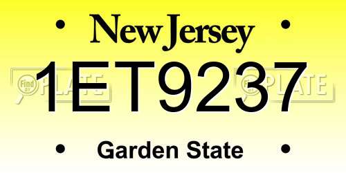1ET9237 New Jersey License Plate