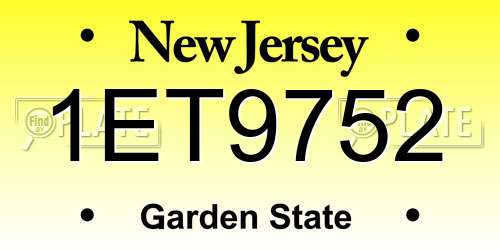1ET9752 New Jersey License Plate