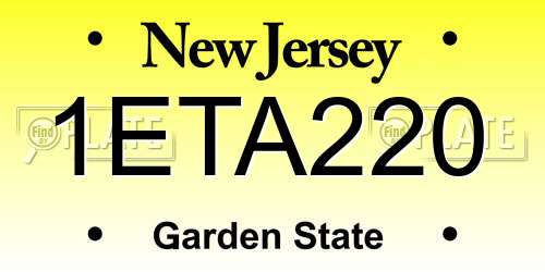 1ETA220 New Jersey License Plate
