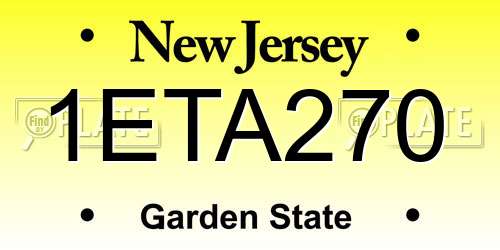 1ETA270 New Jersey License Plate