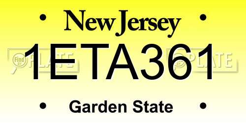 1ETA361 New Jersey License Plate