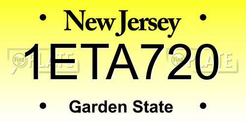 1ETA720 New Jersey License Plate