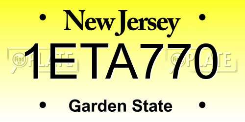 1ETA770 New Jersey License Plate