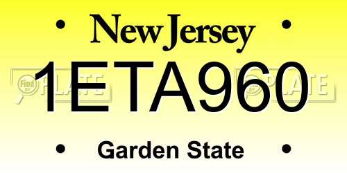 1ETA960 New Jersey License Plate