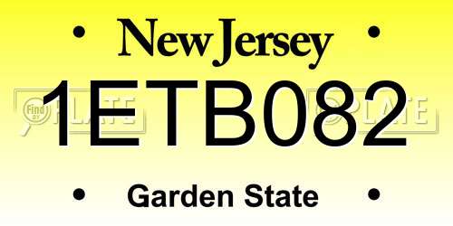 1ETB082 New Jersey License Plate