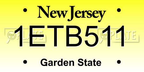 1ETB511 New Jersey License Plate