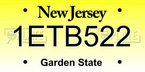1ETB522 New Jersey License Plate