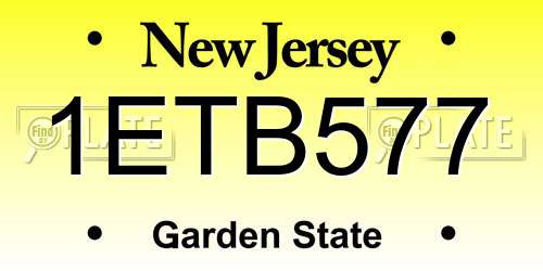 1ETB577 New Jersey License Plate