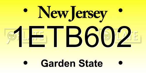 1ETB602 New Jersey License Plate