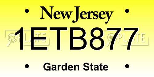 1ETB877 New Jersey License Plate