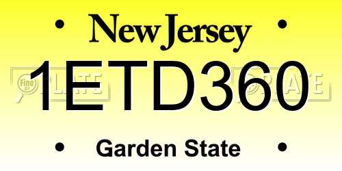 1ETD360 New Jersey License Plate