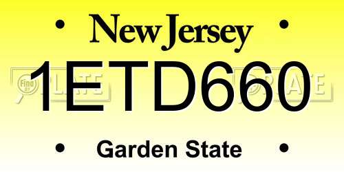 1ETD660 New Jersey License Plate