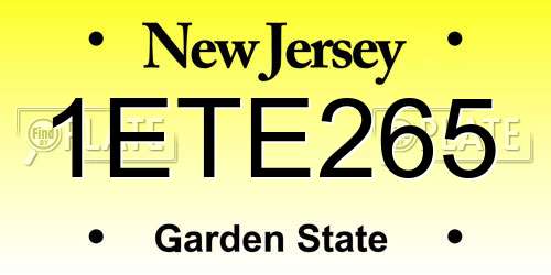 1ETE265 New Jersey License Plate