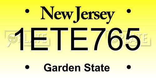 1ETE765 New Jersey License Plate