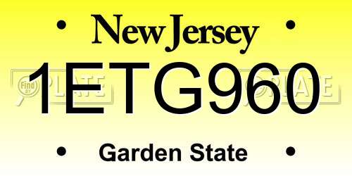 1ETG960 New Jersey License Plate