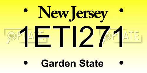 1ETI271 New Jersey License Plate