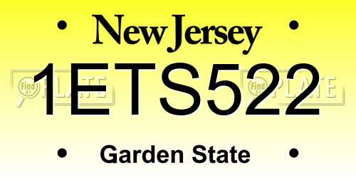 1ETS522 New Jersey License Plate