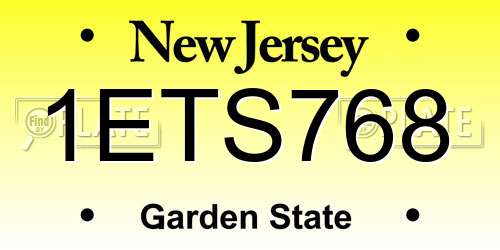 1ETS768 New Jersey License Plate