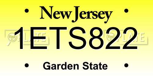 1ETS822 New Jersey License Plate