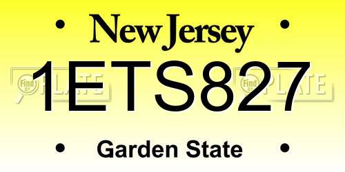 1ETS827 New Jersey License Plate