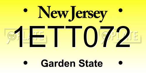 1ETT072 New Jersey License Plate