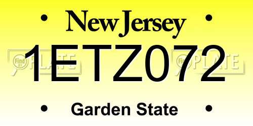 1ETZ072 New Jersey License Plate