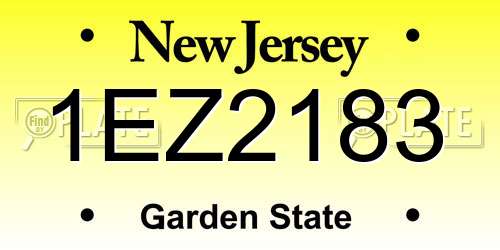 1EZ2183 New Jersey License Plate