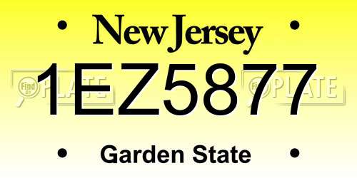 1EZ5877 New Jersey License Plate