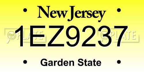 1EZ9237 New Jersey License Plate