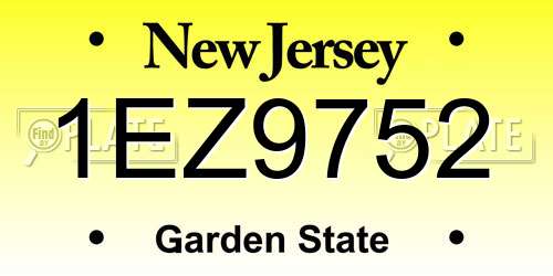 1EZ9752 New Jersey License Plate