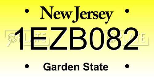 1EZB082 New Jersey License Plate