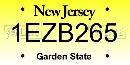 1EZB265 New Jersey License Plate