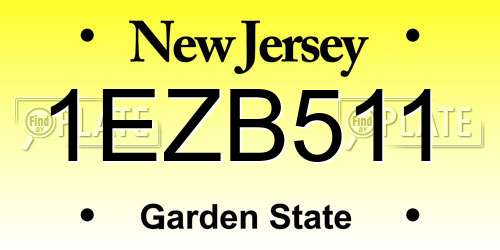 1EZB511 New Jersey License Plate