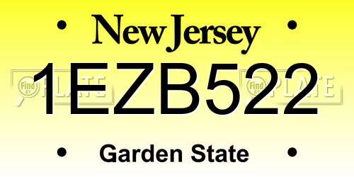 1EZB522 New Jersey License Plate