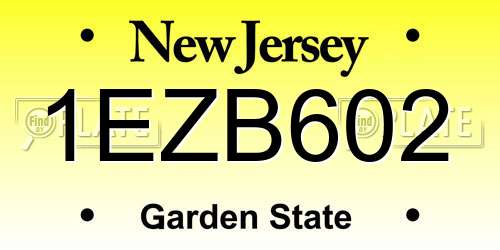 1EZB602 New Jersey License Plate