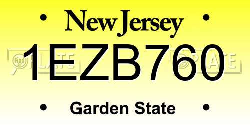 1EZB760 New Jersey License Plate