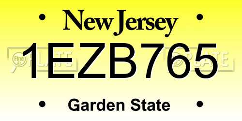 1EZB765 New Jersey License Plate