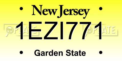 1EZI771 New Jersey License Plate